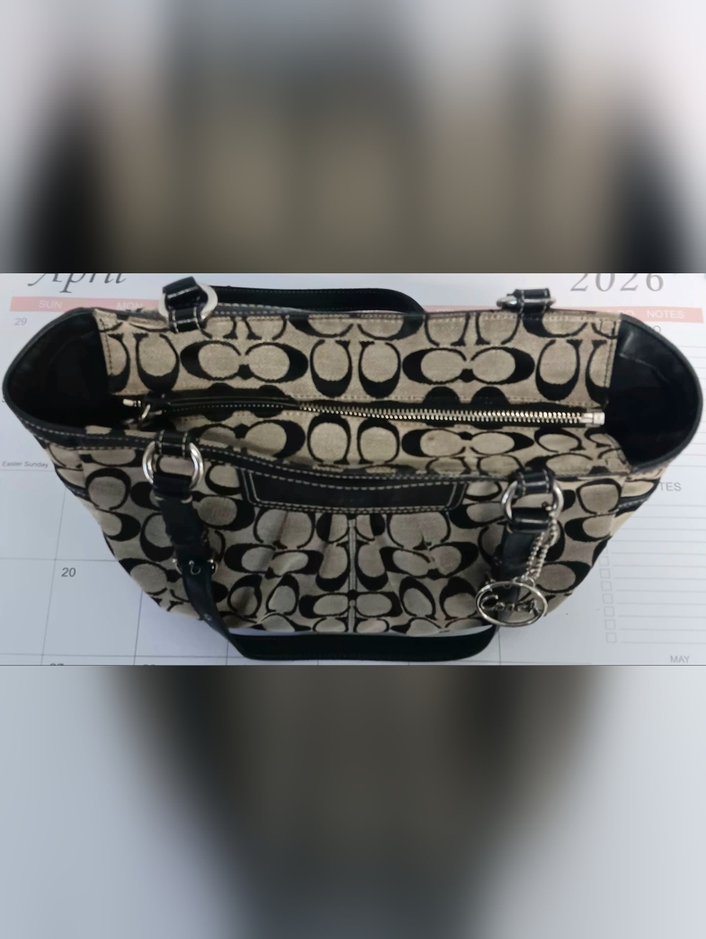 Coach Leather Trimmed East West Satchel - Picture 10 of 10